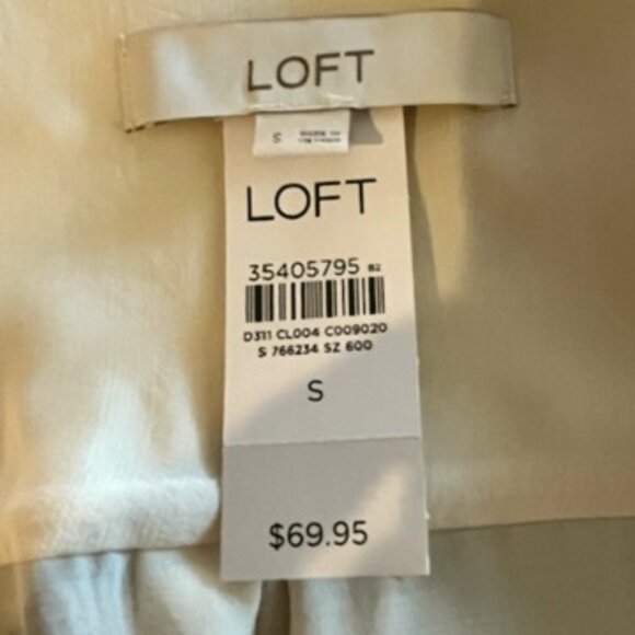 LOFT Oversized Ivory Long-Sleeved Button-Down Shirt Blouse-SMALL-NWT - Picture 8 of 9